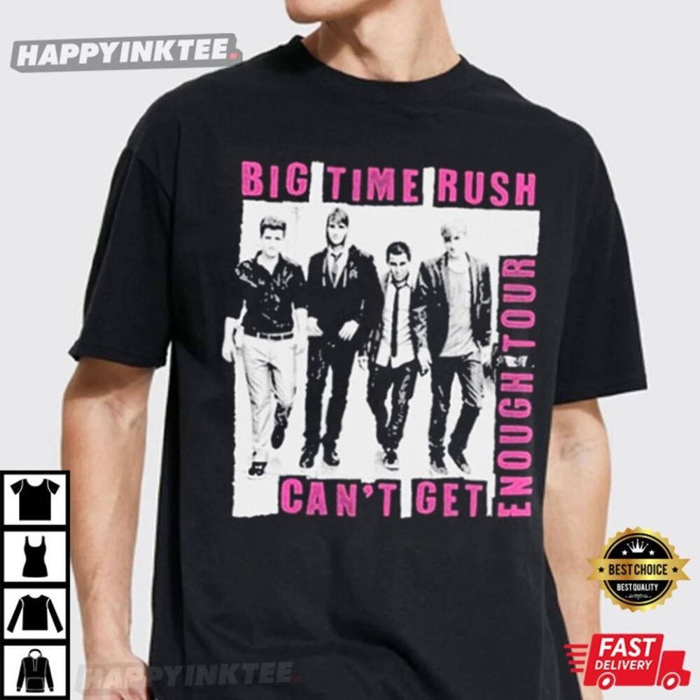 Big Time Rush Tour Shirt Can’t Get Enough Tee Y2K Band Tee Black L
